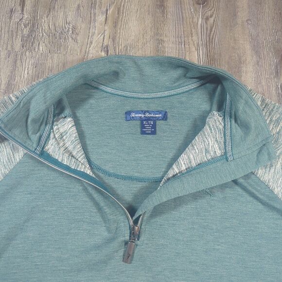 Tommy Bahama Men's XL Heather Green Pullover 1/4 Zip Sweater Sweatshirt NWT - Picture 7 of 14